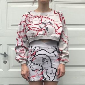 Creative force  Vtg 80s twinset crop top M skirt